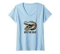 Mujer Muerde el Ritmo Hip Hop Gráfico Rapero Old School Camiseta Cuello V