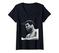 Mujer Muhammad Ali entrenando para la segunda pelea de boxeo Leon Spinks Camiseta Cuello V