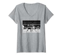 Mujer Muhammad Ali Leon Spinks II Batalla de boxeo de Nueva Orleans Camiseta Cuello V