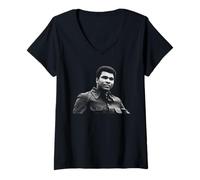 Mujer Muhammad Ali - Leyenda del Boxeo de Peso Pesado en Londres 1974 Camiseta Cuello V