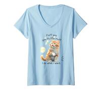 Mujer MUJER AMANTES DE LOS GATOS HAGO LO QUE QUIERO GINGER KITTY CON BURBUJAS Camiseta Cuello V