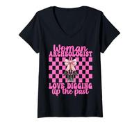 Mujer Mujer arqueóloga ama desenterrar la arqueología del pasado Camiseta Cuello V