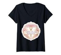 Mujer Mujer Cirujano Vascular Caduceo Insignia Cirugía Cirugía MD Quirúrgica Camiseta Cuello V