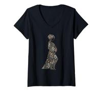 Mujer Mujer Embarazada Silueta Floral Naturaleza Arte Camiseta Cuello V