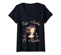 Mujer Mujer Feminista Mujer Empoderada Chicas Rebeldes: Arda Miedo Camiseta Cuello V