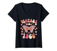 Mujer Mujer Mariposa Retro Cumpleaños 60 Años 1966 Camiseta Cuello V