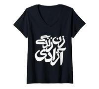 Mujer Mujer Vida Libertad Irán Zan Zendegi Azadi Persa Camiseta Cuello V