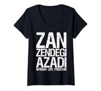 Mujer Mujer Vida Libertad Irán Zan Zendegi Azadi Persa Camiseta Cuello V