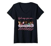 Mujer Mujeres afroamericanas Dios Dice Que Eres afirmaciones positivas Camiseta Cuello V