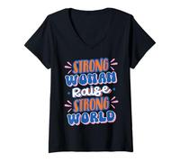 Mujer Mujeres Fuertes levantan Mundos Fuertes Camiseta Cuello V