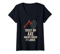 Mujer Mujeres Hacha Lanzando Regalo I Stick Axes Liga Competitiva Camiseta Cuello V