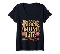Mujer Mujeres Negras Afroamericano Negro Mamá Vida Día de la Madre Camiseta Cuello V