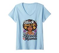 Mujer Mujeres Negras Afroamericano Negro Mamá Vida Día de la Madre Camiseta Cuello V