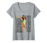 Mujer Mujeres Negras Melanin Poppin Mes de la Historia Negra Queen Woman Camiseta Cuello V
