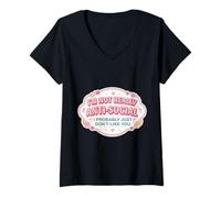 Mujer Mujeres No Soy Antisocial Probablemente no me Gustas Divertido Camiseta Cuello V