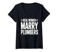 Mujer Mujeres Reales se Casan con la Esposa de los plomeros Camiseta Cuello V