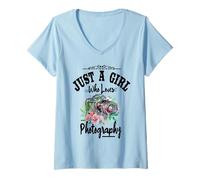 Mujer Mujeres Sólo una Chica Que ama la fotografía Camiseta Cuello V