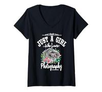 Mujer Mujeres Sólo una Chica Que ama la fotografía Camiseta Cuello V