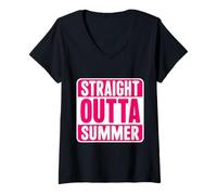 Mujer Mujeres Straight Outta Summer Back To School First Day Girls Camiseta Cuello V