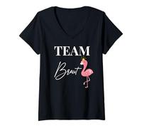 Mujer Mujeres Team Novia Flamingo Flamingos JGA Compromiso Novia Camiseta Cuello V