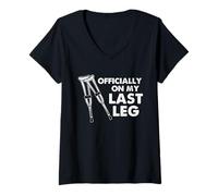 Mujer Muletas de recuperación de piernas rotas Última lesión de Pierna Humor Paciente Camiseta Cuello V