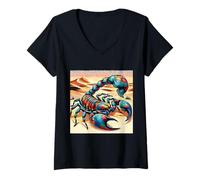 Mujer Multicolor Scorpion in The Desert Camiseta Cuello V