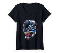 Mujer Multiple Exposure Art Esgrima Espada Esgrimista Esgrimistas Camiseta Cuello V