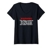 Mujer Mum Warning RnB Songs Lenguaje Fuerte Humor Adulto Madres Camiseta Cuello V