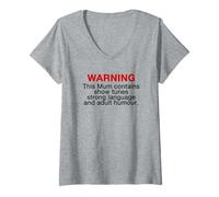 Mujer Mum Warning Show Tunes Strong Language Adult Humour Mothers Camiseta Cuello V