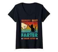 Mujer Mundos Vintage Mejor Farter I Mean Father Best Cat Dad Ever Camiseta Cuello V