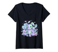 Mujer Muñeca Conejo Gótica Pastel Espeluznante Tenebrosa Vudú Camiseta Cuello V