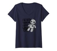 Mujer Muñeca vudú Divertida con Texto en inglés «I've Been Thinking About You» Camiseta Cuello V