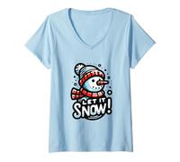 Mujer Muñeco de Nieve Let It Snow (Doodle Art) Camiseta Cuello V