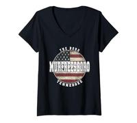 Mujer Murfreesboro Tennessee, Bandera Americana Vintage Camiseta Cuello V