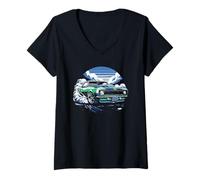 Mujer Muscle Car Retro Vintage Classic 60s 70s Car Lover Hombres Niños Camiseta Cuello V