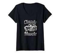 Mujer Músculo Clásico Coche Hotrod De Di Camiseta Cuello V