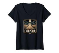 Mujer Musée du Louvre París Francia Luna Llena Camiseta Cuello V
