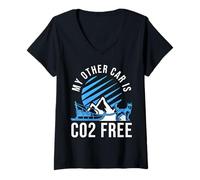 Mujer Mushing My Other Car Is CO2 Free Trineo Perro Camiseta Cuello V
