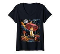 Mujer Mushroom Starry Night - Van Gogh Inspired tee Camiseta Cuello V