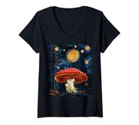 Mujer Mushroom Starry Night - Van Gogh Inspired tee Camiseta Cuello V