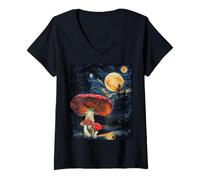 Mujer Mushroom Starry Night - Van Gogh Inspired tee Camiseta Cuello V