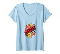 Mujer Music Beats Rhythm Lover Sound Diseño de Estilo de Vida Camiseta Cuello V