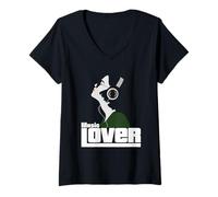 Mujer Music Lover Auriculares Gráfico de Moda Camiseta Cuello V