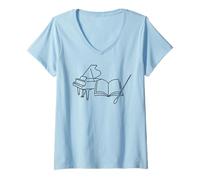 Mujer Música Arte Literatura Amante Profesor Creativo Bellas Artes Camiseta Cuello V