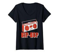 Mujer Música Cassette Años Ochenta Retro Fans Camiseta Cuello V
