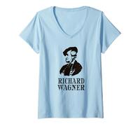 Mujer música clásica ópera violín Piano Compositor Richard Wagner Camiseta Cuello V