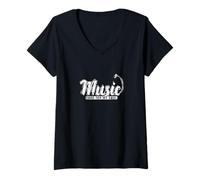 Mujer Música Comida para mi Alma Camiseta Cuello V