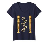 Mujer MÚSICA FLAUTA TRAVESERA NIÑOS FLAUTA DULCE SOPRANO Camiseta Cuello V