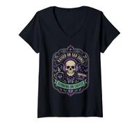 Mujer Música gótica Estado de ánimo del café Aumentado por Canciones tristes Corriendo Camiseta Cuello V