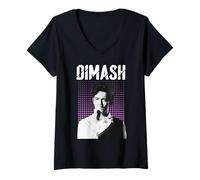 Mujer Música gráfica icónica de interpretación vocal inspirada en Dimash Camiseta Cuello V